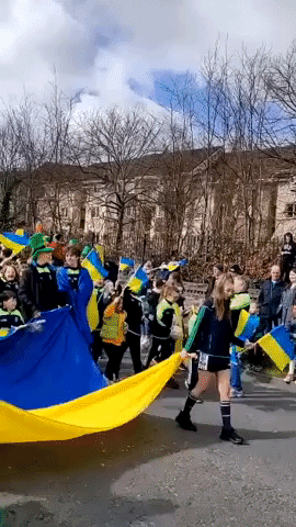 Dublin Locals March on Saint Patrick's Day in Support of Ukraine