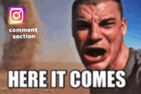 Yelling Here It Comes GIF
