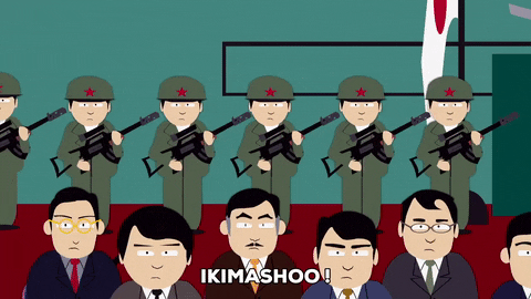 japanese army soldiers preparing guns GIF by South Park 