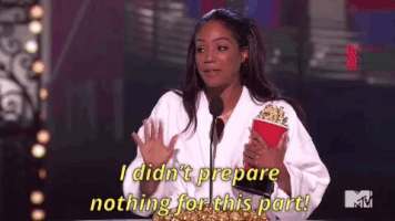 mtv awards i didnt prepare nothing for this part GIF by MTV Movie & TV Awards