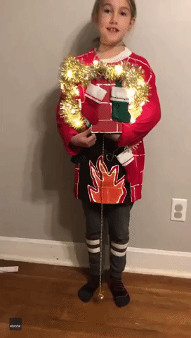 Virginia Mom Nails It for Lucky Daughter's Christmas Sweater Competition