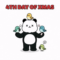 12 Days Of Christmas Cartoon Birds GIF by Kanpai Pandas