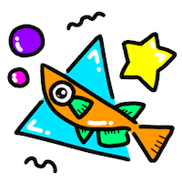 80S Fish Sticker by とある女のメダカ暮らし-a medaka life  of certain woman-