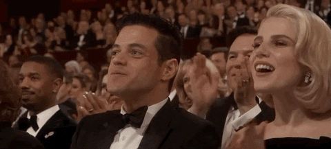 rami malek cheering GIF by The Academy Awards