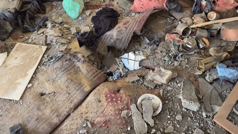 Another view of a GBU-39 bomb impact on the ground floor