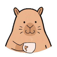 Cafe Capybara Sticker