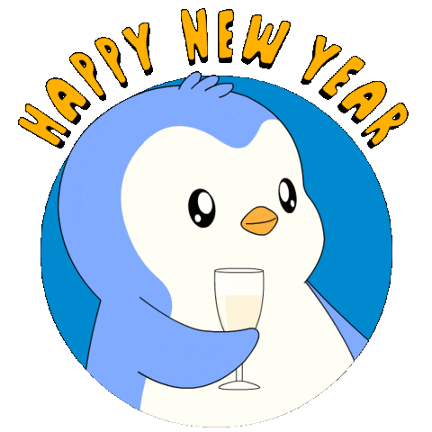 New Year Cheers Sticker by Pudgy Penguins