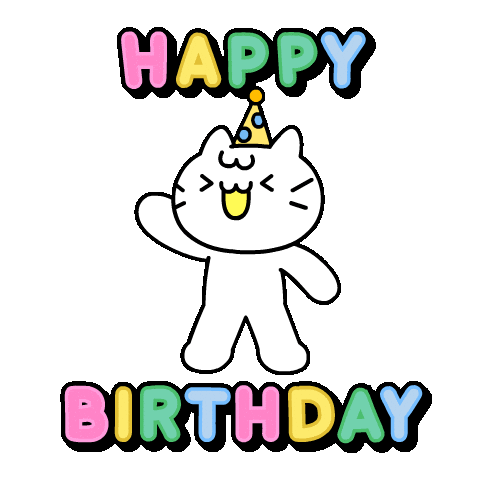 Happy Birthday Cat Sticker by Mikitti