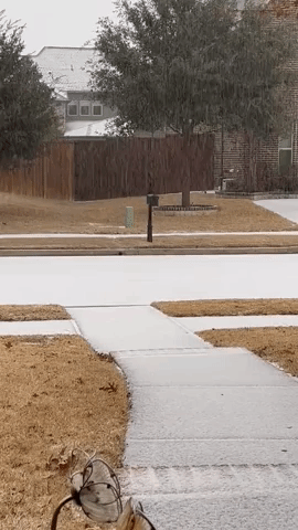 'Raining Down Ice': Sleet Covers Texas Suburb as Winter Weather Continues