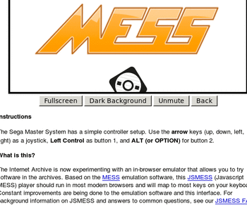 Video gif. A partial screen capture of instructions for an in-browser game emulator from Internet Archive.