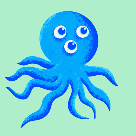 JefCaine blue octopus squiggle 3 eyes GIF