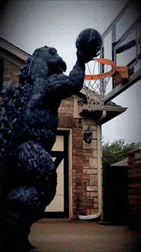 real_goji basketball dunk godzilla balling GIF