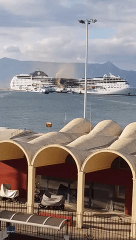 Cruise Ship Smolders in Aftermath of Fire at Corfu Port