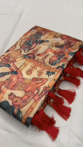 Kalamkari Printed Silk Saree @ ArtistryC.in