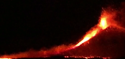 Lava Lights Up Night Sky During Etna's Latest Eruption