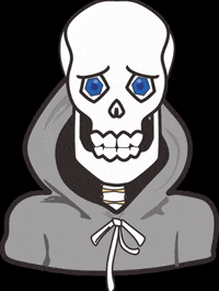 mystcgem sad skull skeleton begging GIF