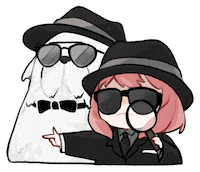 amoeoeo look pointing detective bond Sticker