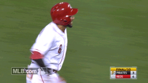 cincinnati reds shoulder bump GIF by MLB