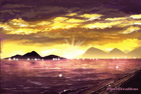 Pipercreations Sky Water Sparkles Yellow Purple Art Gifs GIF