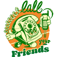 guendouglas retro friendship cellphone rotary phone Sticker