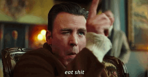 mollyfreeman giphyupload chris evans knives out eat shit GIF