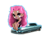 Classic Car Pink Hair Sticker