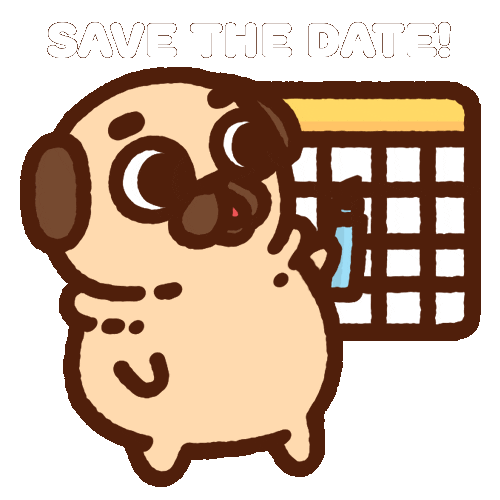Save The Date Dog Sticker by Puglie Pug