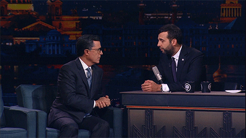 stephen colbert slap GIF by The Late Show With Stephen Colbert
