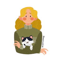 munronme cat green hug black and white Sticker