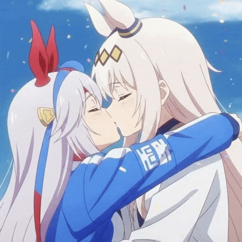 Horse Race Kiss GIF
