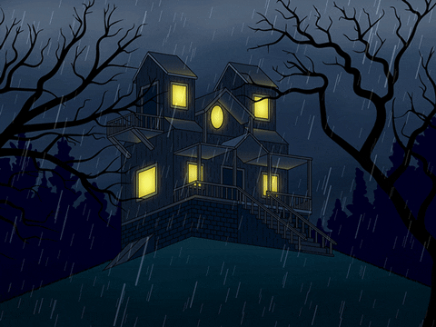 Haunted House Illustration GIF by Izhizam