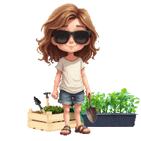 Boys Girls Gardening Sticker
