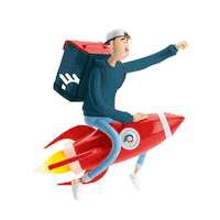 Flying Rocket Man Sticker by MOOVIN