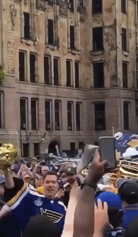 Blues Goalie Hypes Up Crowd at Stanley Cup Parade