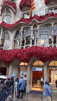 Beloved Gaudi Building Decorated With Roses for Saint George's Day