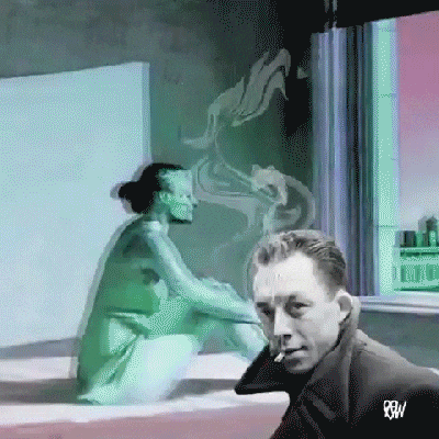 Albert Camus Smoking GIF
