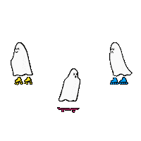 grantaart halloween spooky skateboarding ghosts Sticker