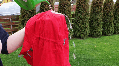 gogonano giphyupload waterproof nanotechnology red jacket GIF