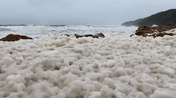 Mounds of Sea Foam Form at Queensland Beach After Intense Storms