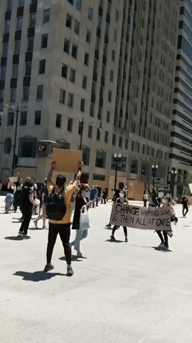 Protesters Lie Down at Chicago Intersection During George Floyd Rally