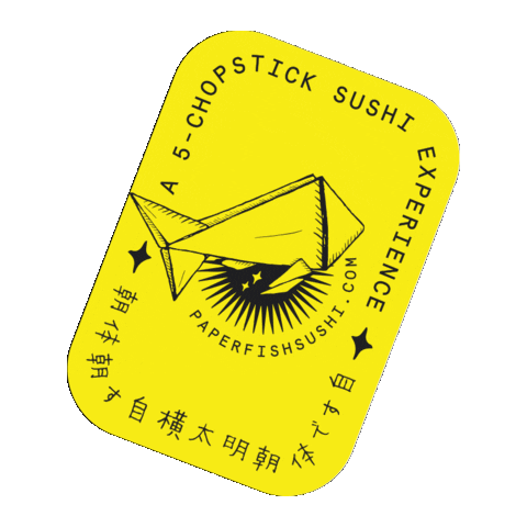 PAPERFISHSUSHI giphyupload yellow miami sushi bar Sticker