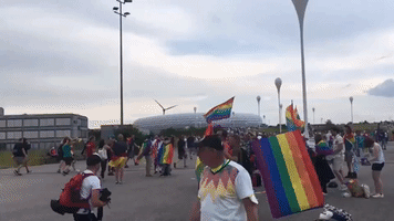 Soccer Fans Wave Pride Flags After UEFA Refuses to Illuminate Munich Stadium With Rainbow Colors
