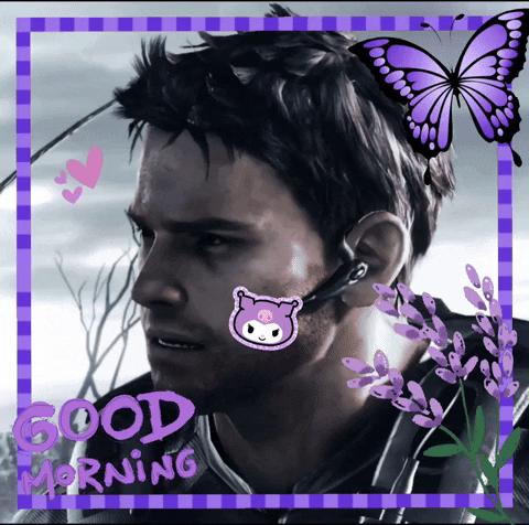 adawongsnumberonefan giphyattribution good morning resident evil chris redfield GIF