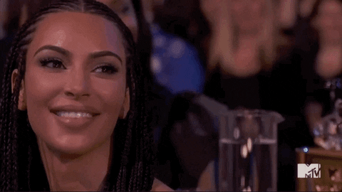 Kim Kardashian Smile GIF by MTV Movie & TV Awards