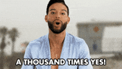 Reality TV gif.  Jonathan on Love and Hip Hop looks at us with a big smile and points to us with both hands as he says, “A thousand times yes!”