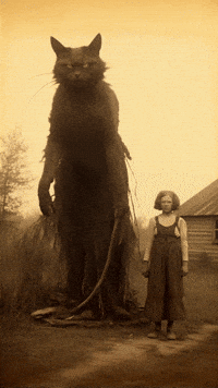 cursejourney cat hug scary cat giant cat cursejourney GIF