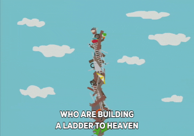 a ladder of people building toward heaven GIF by South Park 