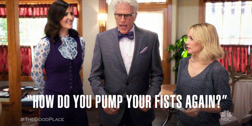 how do you pump your fists again lol GIF by The Good Place