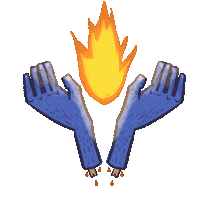 sickadas illustration fire hands edgy Sticker