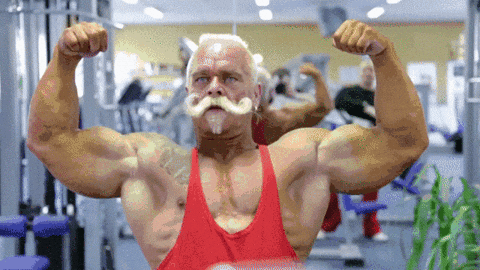 old man body builder GIF